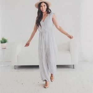 Dream of Me White & Black Striped Romper